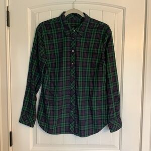 Talbots Green and Purple Tartan Plaid Button‎ Down Shirt